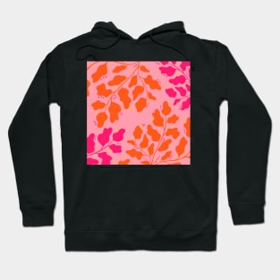 Pink and orange leaves floral pattern Hoodie